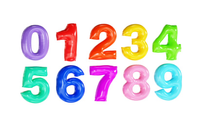 3d气球字体阿拉伯数字倒计时彩色数字集合