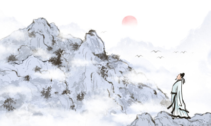中国传统文化古典诗词古代诗人山水水墨画