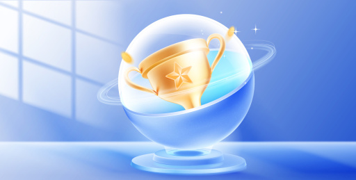 3D水晶球内的奖杯