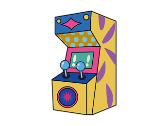 黄色蓝色粉色紫色矢量元素电玩大型游戏