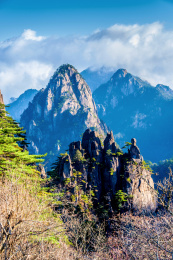 中国安徽黄山风光北海景区笔架峰