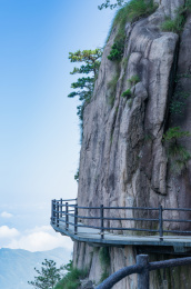 美丽中国之安徽青阳九华山花台景区高空栈道