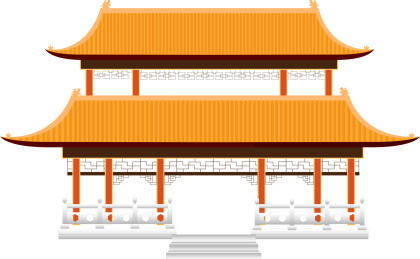 中国古建筑重檐庑殿顶插画