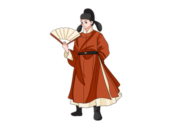红色高考状元手拿扇子金榜题名漫画元素