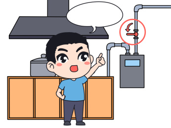 燃气安全漫画保持空气流通出远门时关闭阀