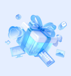 科技蓝白礼盒礼物浅色科技感元素堆3D