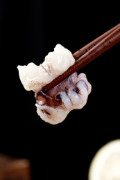 筷子上夹着墨鱼
