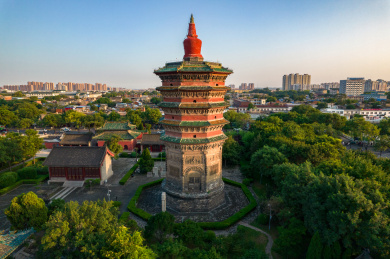 中国河南省安阳市天宁寺文峰塔航拍