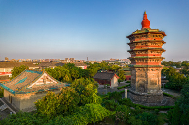 中国河南省安阳市天宁寺文峰塔航拍