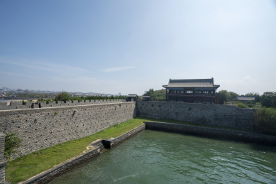 蓬莱城市全景和清代水城遗址