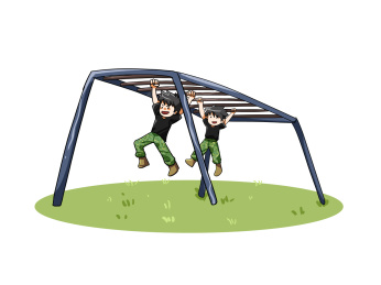 夏令营体能训练吊钢训练漫画元素