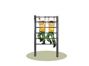 双人夏令营体能训练攀爬训练漫画元素