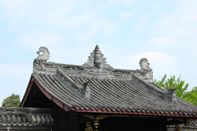 陈家大院（陈家桅杆）屋顶屋脊浮雕装饰细节