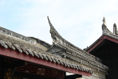 陈家大院（陈家桅杆）屋顶屋脊浮雕装饰细节