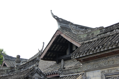 陈家大院（陈家桅杆）屋顶屋脊浮雕装饰细节