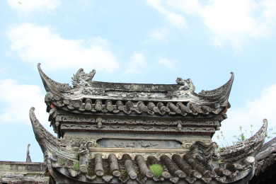 陈家大院（陈家桅杆）屋顶屋脊浮雕装饰细节