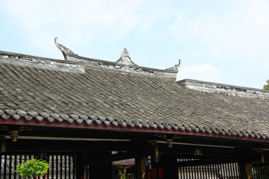 陈家大院（陈家桅杆）屋顶屋脊浮雕装饰细节