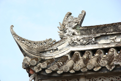 陈家大院（陈家桅杆）屋顶屋脊浮雕装饰细节