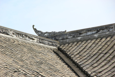 陈家大院（陈家桅杆）屋顶屋脊浮雕装饰细节