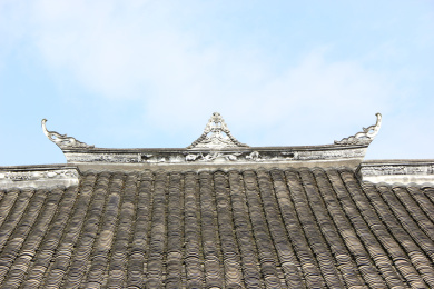 陈家大院（陈家桅杆）屋顶屋脊浮雕装饰细节