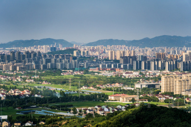 俯瞰余姚城市风光