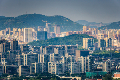 俯瞰余姚城市风光