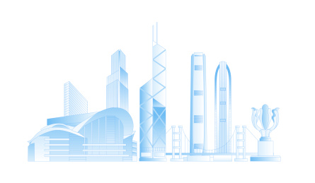 中国香港城市地标建筑群矢量插画