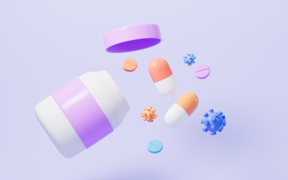 药物控制病毒感染3D渲染