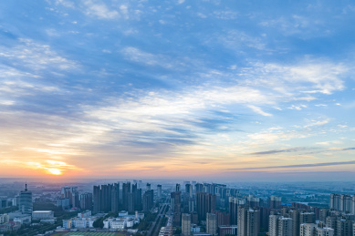 河南省禹州市市区日出朝霞