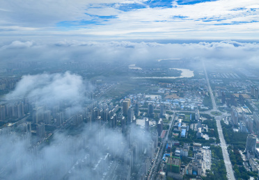 云上航拍河南禹州市颍河穿过市区
