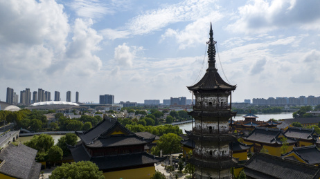 浙江嘉兴平湖城市风光航拍