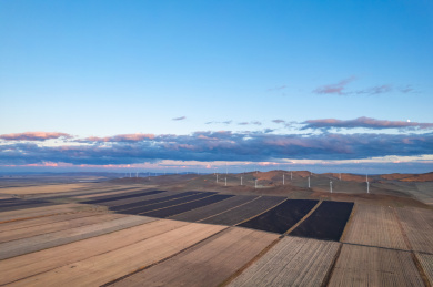 内蒙古呼伦贝尔秋天傍晚黑土地与风车风景