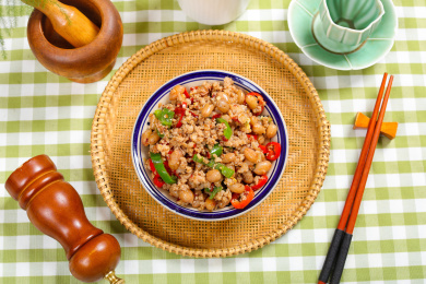 美味家常菜辣椒肉沫炒花生米