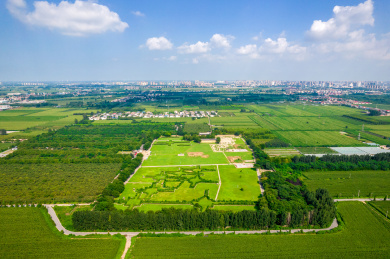 中国河南省安阳市殷都区殷墟王陵遗址航拍
