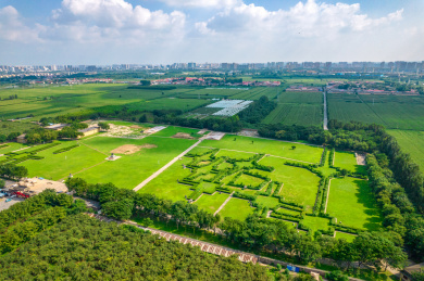 中国河南省安阳市殷都区殷墟王陵遗址航拍