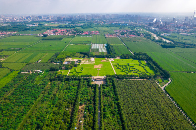 中国河南省安阳市殷都区殷墟王陵遗址航拍