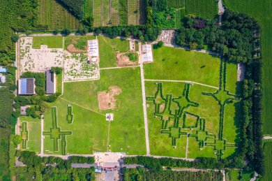 中国河南省安阳市殷都区殷墟王陵遗址航拍