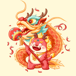 龙年插画龙年大吉舞龙灯