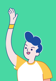 扁平风可爱男孩打招呼