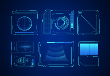 全息图表科技机械线框仪表三维数据图