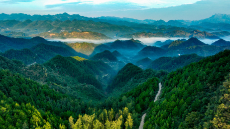重庆酉阳：晨雾中群山逶迤大气磅礴