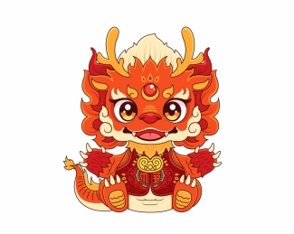 手绘卡通中国龙