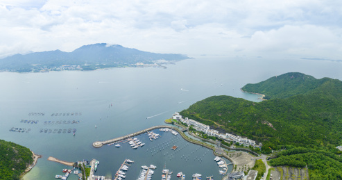 航拍广东深圳七星湾