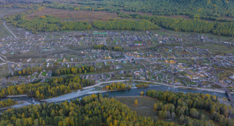 航拍中国新疆阿勒泰禾木村秋景