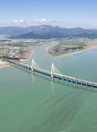 航拍浙江温州乐清湾大桥