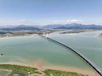 航拍浙江温州乐清湾大桥