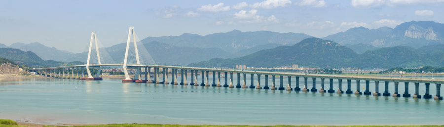 航拍浙江温州乐清湾大桥