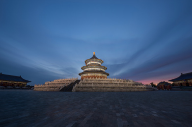 中国北京天坛祈年殿灯光夜景