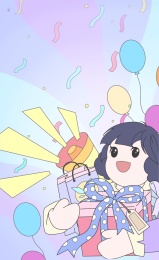 购物节女孩购物手中拿着礼品购物袋