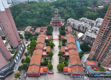 福建省莆田市东岩山公园莆田群众艺术馆航拍